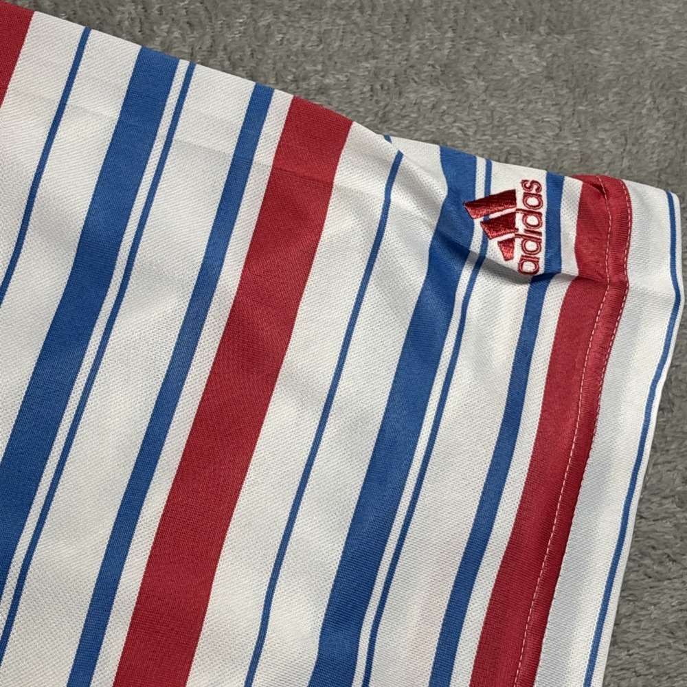 Adidas Golf Polo Climalite Red/Blue Striped Short Sleeve Shirt Size XL - Picture 4 of 12